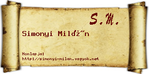 Simonyi Milán névjegykártya