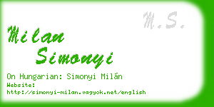 milan simonyi business card
